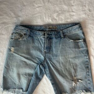 American Eagle Blue Denim Destructed Shorts Size 8